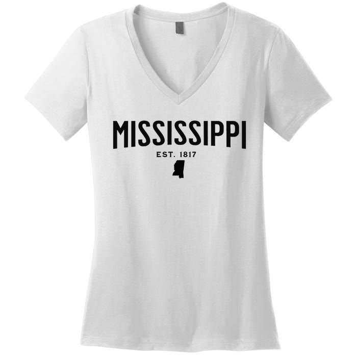 Mississippi Minimalist Autumn Fall Cool Apparel Clothing Top Women's V-Neck T-Shirt