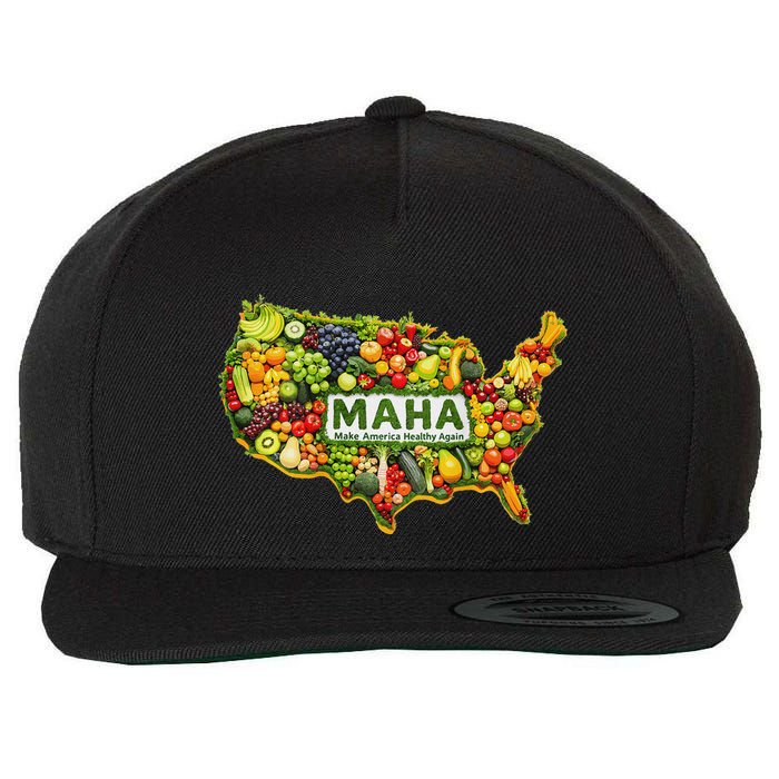 Maha Make America Healthy Again Us Map Design Is Wool Snapback Cap