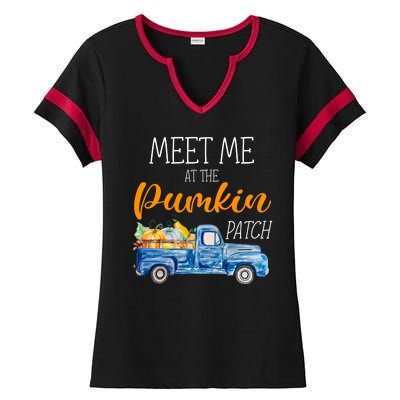 Meet Me At The Pumpkin Patch Cute Halloween Ladies Halftime Notch Neck Tee