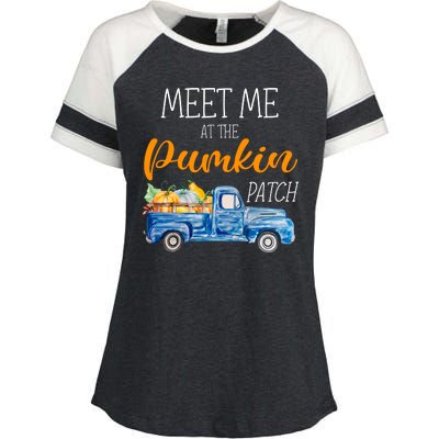 Meet Me At The Pumpkin Patch Cute Halloween Enza Ladies Jersey Colorblock Tee