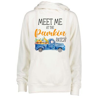 Meet Me At The Pumpkin Patch Cute Halloween Womens Funnel Neck Pullover Hood