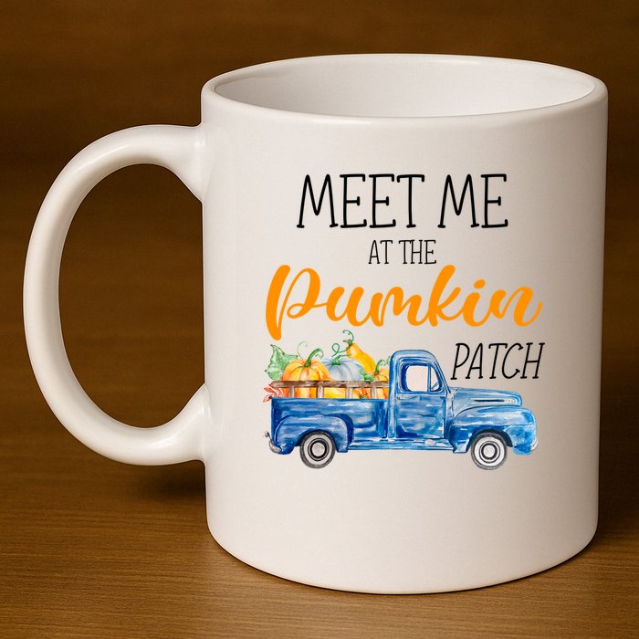 Meet Me At The Pumpkin Patch Cute Halloween 11oz C Handle Ceramic Mug