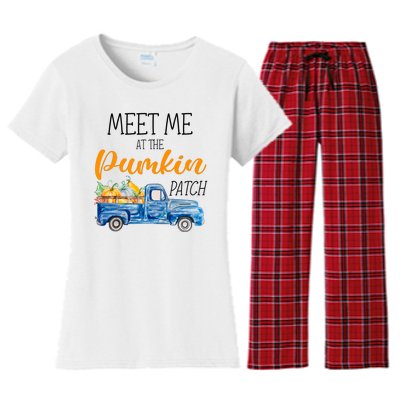 Meet Me At The Pumpkin Patch Cute Halloween Women's Flannel Pajama Set