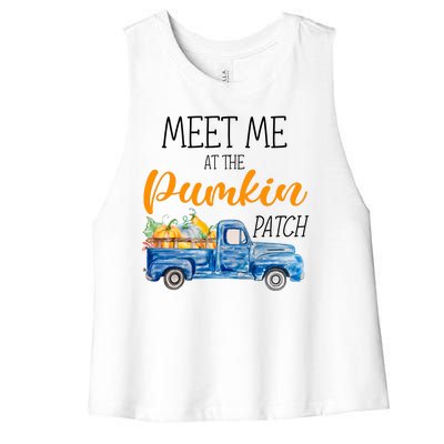 Meet Me At The Pumpkin Patch Cute Halloween Women's Racerback Cropped Tank