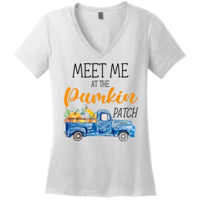 Meet Me At The Pumpkin Patch Cute Halloween Women's V-Neck T-Shirt