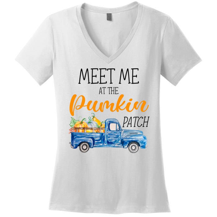 Meet Me At The Pumpkin Patch Cute Halloween Women's V-Neck T-Shirt