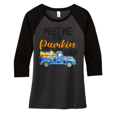 Meet Me At The Pumpkin Patch Cute Halloween Women's Tri-Blend 3/4-Sleeve Raglan Shirt