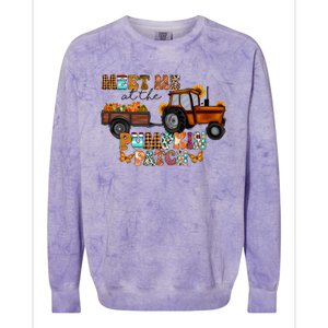 Meet Me At The Pumpkin Patch Truck Autumn Fall Thanksgiving Meaningful Gift Colorblast Crewneck Sweatshirt