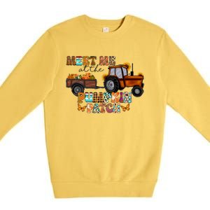 Meet Me At The Pumpkin Patch Truck Autumn Fall Thanksgiving Meaningful Gift Premium Crewneck Sweatshirt