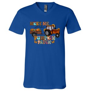 Meet Me At The Pumpkin Patch Truck Autumn Fall Thanksgiving Meaningful Gift V-Neck T-Shirt