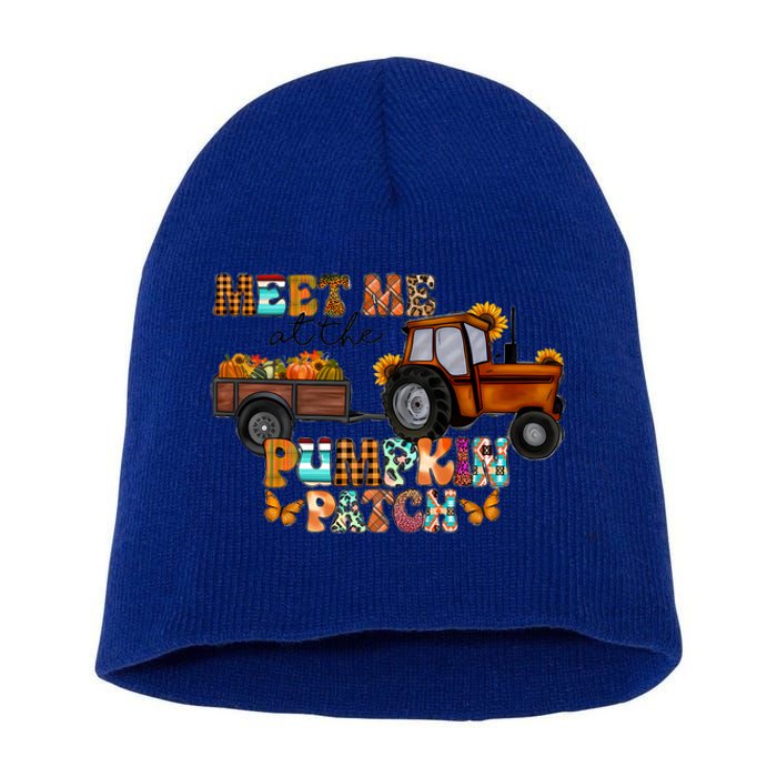 Meet Me At The Pumpkin Patch Truck Autumn Fall Thanksgiving Meaningful Gift Short Acrylic Beanie