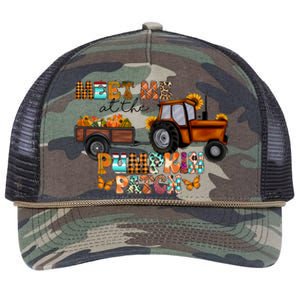 Meet Me At The Pumpkin Patch Truck Autumn Fall Thanksgiving Meaningful Gift Retro Rope Trucker Hat Cap