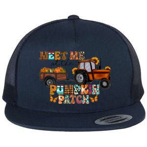 Meet Me At The Pumpkin Patch Truck Autumn Fall Thanksgiving Meaningful Gift Flat Bill Trucker Hat