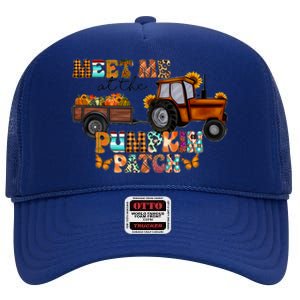 Meet Me At The Pumpkin Patch Truck Autumn Fall Thanksgiving Meaningful Gift High Crown Mesh Back Trucker Hat