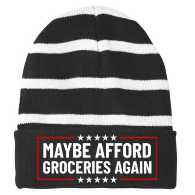 Maga Maybe Afford Groceries Again Striped Beanie with Solid Band