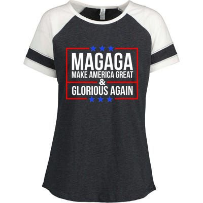 MAGAGA Make America Great And Glorious Again Trump 2024 Enza Ladies Jersey Colorblock Tee