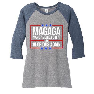 MAGAGA Make America Great And Glorious Again Trump 2024 Women's Tri-Blend 3/4-Sleeve Raglan Shirt