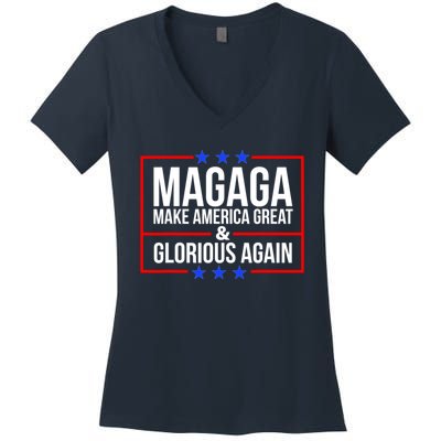 MAGAGA Make America Great And Glorious Again Trump 2024 Women's V-Neck T-Shirt