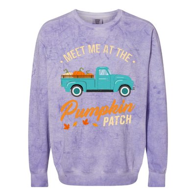 Meet Me At The Pumpkin Patch Truck Halloween Hello Fall 2024 Colorblast Crewneck Sweatshirt