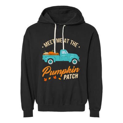 Meet Me At The Pumpkin Patch Truck Halloween Hello Fall 2024 Garment-Dyed Fleece Hoodie