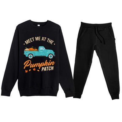 Meet Me At The Pumpkin Patch Truck Halloween Hello Fall 2024 Premium Crewneck Sweatsuit Set