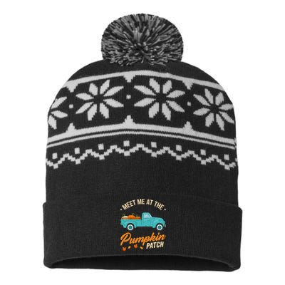 Meet Me At The Pumpkin Patch Truck Halloween Hello Fall 2024 USA-Made Snowflake Beanie