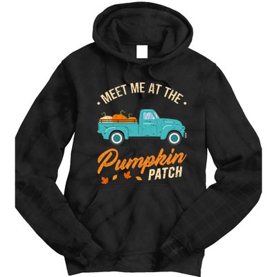 Meet Me At The Pumpkin Patch Truck Halloween Hello Fall 2024 Tie Dye Hoodie