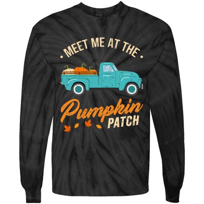 Meet Me At The Pumpkin Patch Truck Halloween Hello Fall 2024 Tie-Dye Long Sleeve Shirt