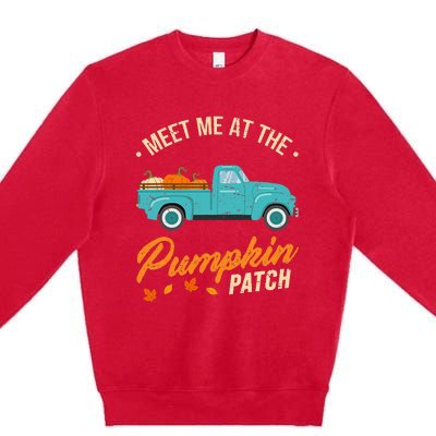 Meet Me At The Pumpkin Patch Truck Halloween Hello Fall 2024 Premium Crewneck Sweatshirt