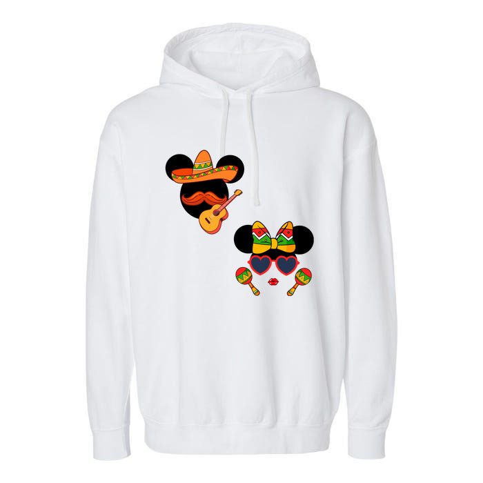 Mexican Mickey And Minnie Cinco De Mayo Couple Garment-Dyed Fleece Hoodie