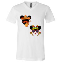 Mexican Mickey And Minnie Cinco De Mayo Couple V-Neck T-Shirt