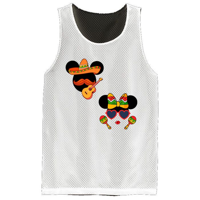 Mexican Mickey And Minnie Cinco De Mayo Couple Mesh Reversible Basketball Jersey Tank