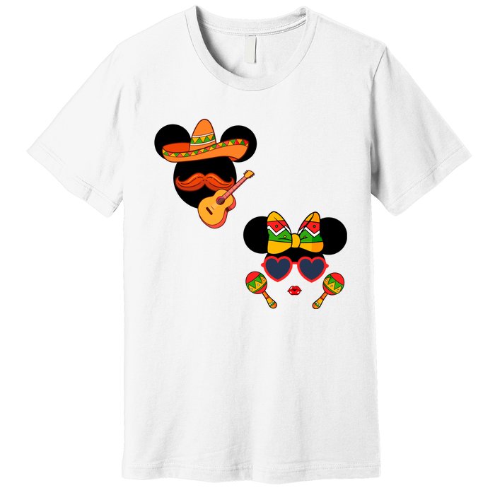 Mexican Mickey And Minnie Cinco De Mayo Couple Premium T-Shirt