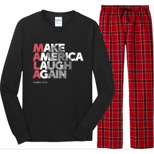 Mala Make America Laugh Again 2024 Kamala Harris President Long Sleeve Pajama Set