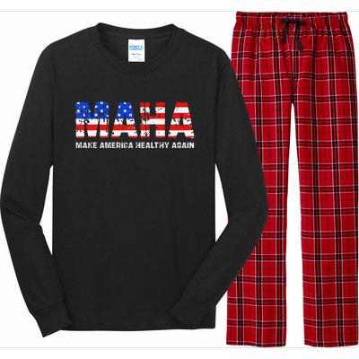 Maha Make America Healthy Again Us Patriotic 4th Of July Long Sleeve Pajama Set