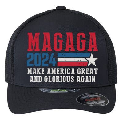 MAGAGA Make America Great And Glorious Again Trump For President Flexfit Unipanel Trucker Cap