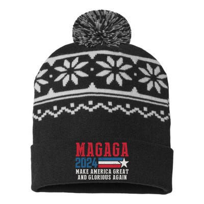 MAGAGA Make America Great And Glorious Again Trump For President USA-Made Snowflake Beanie