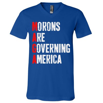 Maga Morons Are Governing America Anti Trump V-Neck T-Shirt