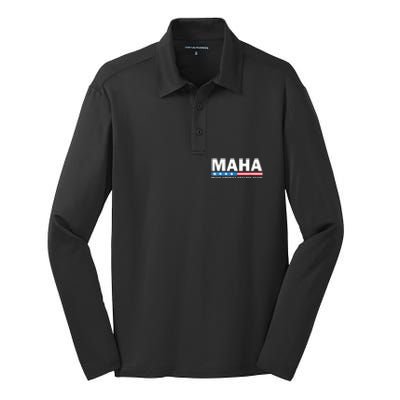 Maha Make America Healthy Again 2024 Us Election Silk Touch Performance Long Sleeve Polo