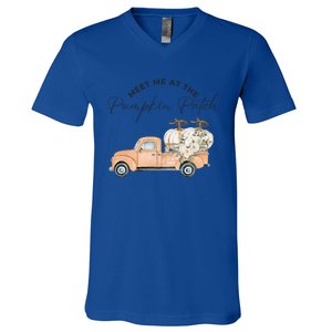 Meet Me At The Pumpkin Patch Truck Of Pumpkins Gift V-Neck T-Shirt