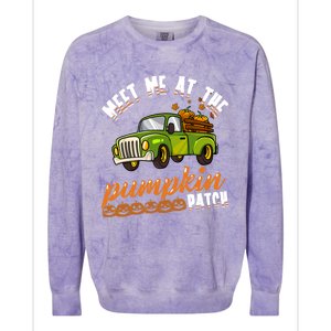 Meet Me At The Pumpkin Patch Truck Thanksgiving Farmer Gift Colorblast Crewneck Sweatshirt