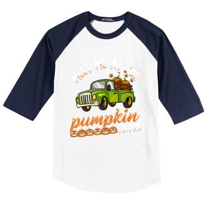 Meet Me At The Pumpkin Patch Truck Thanksgiving Farmer Gift Baseball Sleeve Shirt