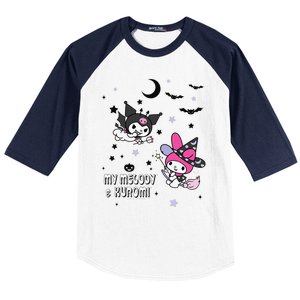 My Melody And Kuromi Halloween Baseball Sleeve Shirt