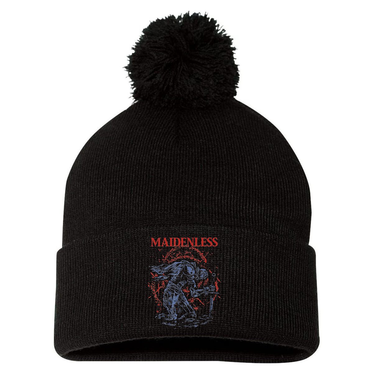 Maidenless Pom Pom 12in Knit Beanie