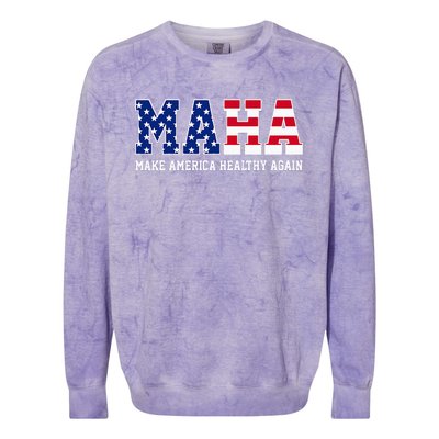 Maha Make America Healthy Again Us Patriotic Colorblast Crewneck Sweatshirt