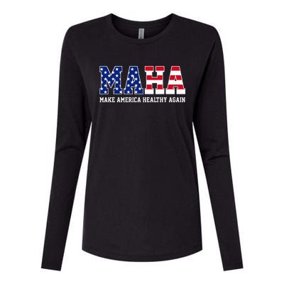 Maha Make America Healthy Again Us Patriotic Womens Cotton Relaxed Long Sleeve T-Shirt