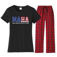 Maha Make America Healthy Again Us Patriotic Women's Flannel Pajama Set