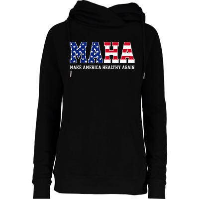 Maha Make America Healthy Again Us Patriotic Womens Funnel Neck Pullover Hood