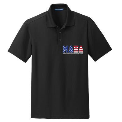 Maha Make America Healthy Again Us Patriotic Dry Zone Grid Polo