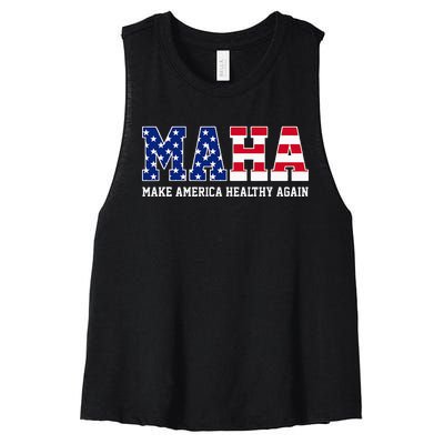 Maha Make America Healthy Again Us Patriotic Women's Racerback Cropped Tank